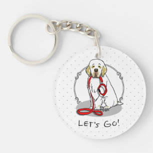 Llavero ¡Lindo! ¡Vamos! Perro Clumber Spaniel caminando (l