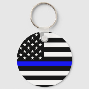 Llavero Línea Azul delgada - Oficial de policía - Bandera 