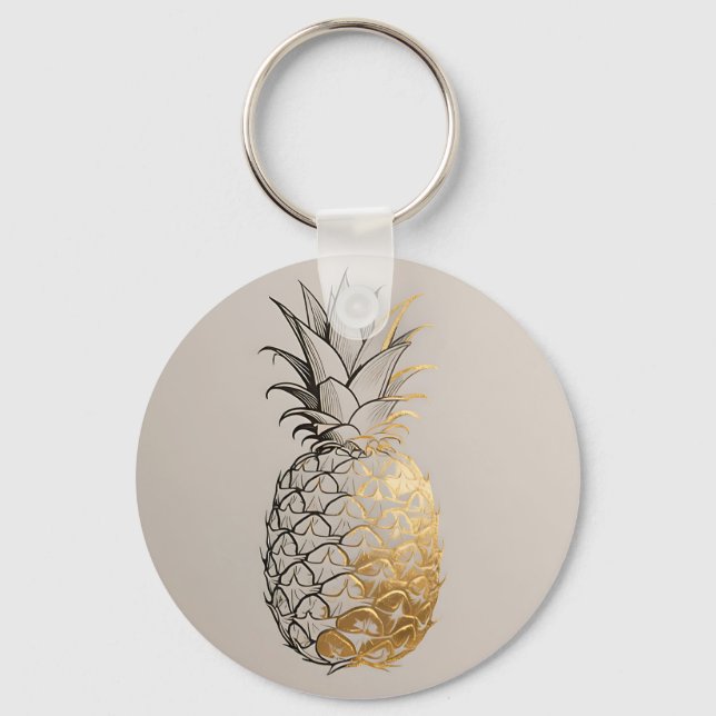 Llavero Línea de Arte de Piña Dorada (Anverso)