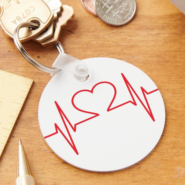 Llavero Línea de latidos del corazón rojo (Red Heart Beat Line Keychain)