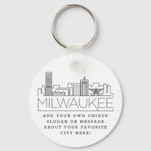 Llavero Línea de Skyline estilizada Milwaukee  Lema Perso