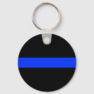 Llavero Línea delgada azul de la policía