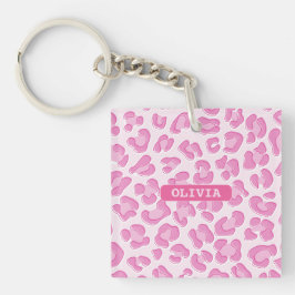 Llavero Línea rosada de Preppy Leopard