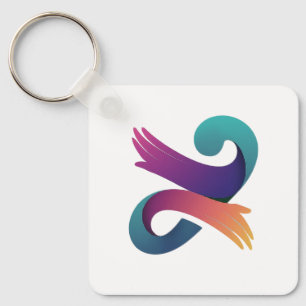 Llavero Líneas blancas de hoja verde y diseño gráfico