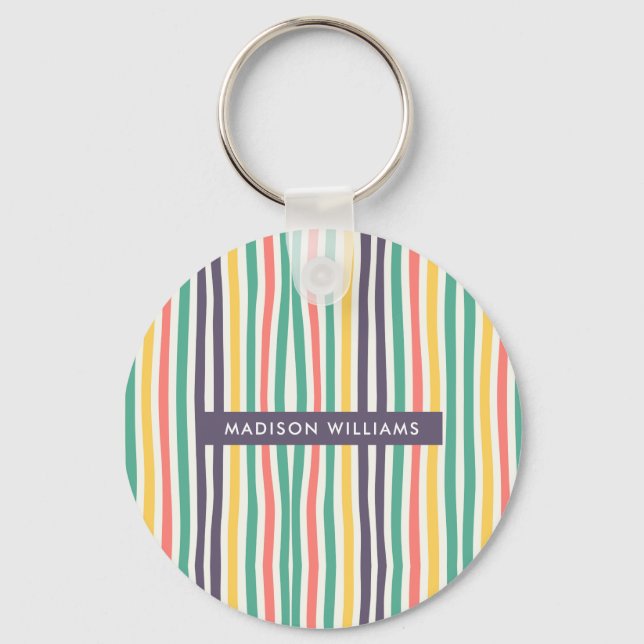 Llavero Líneas de color monograma cadena de claves Minimal (Anverso)