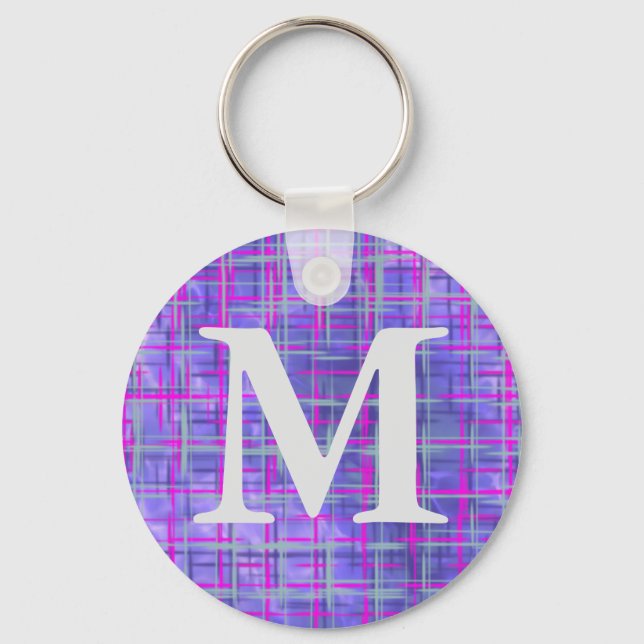 Llavero Líneas de rejilla abstractas modernas de color púr (Anverso)