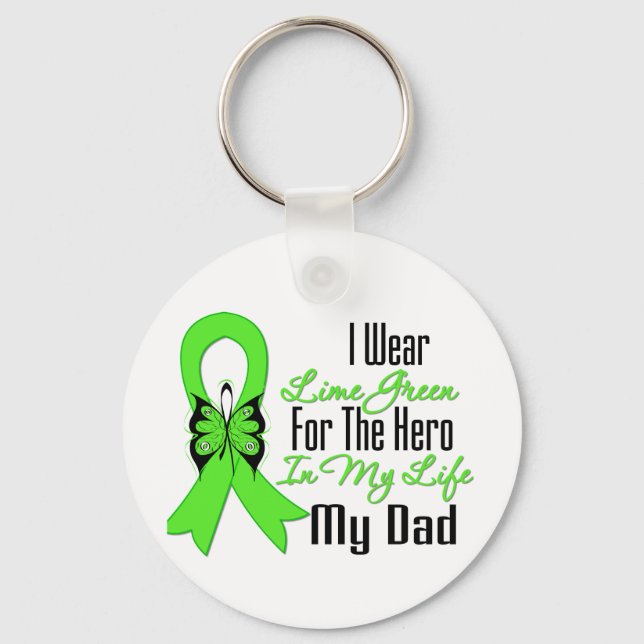 Llavero Linfoma Cinta de Cáncer Mi Héroe Mi Papá (Anverso)
