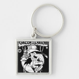 Llavero Linterna verde con capa en lucha, negro y blanco