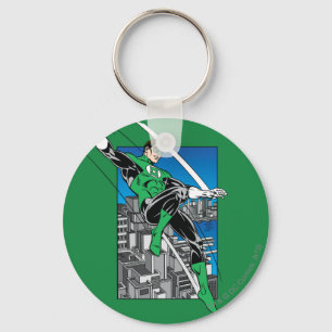 Llavero Linterna verde con fondo de ciudad