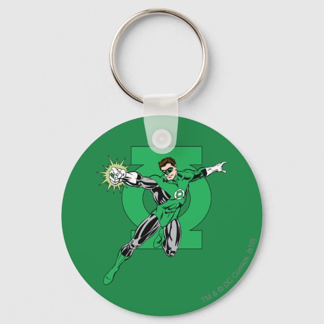 Llavero Linterna verde con fondo de logotipo (Anverso)