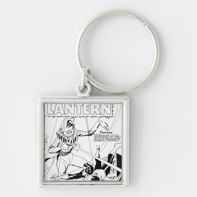 Llavero Linterna verde contra payaso, negro y blanco (Frente)