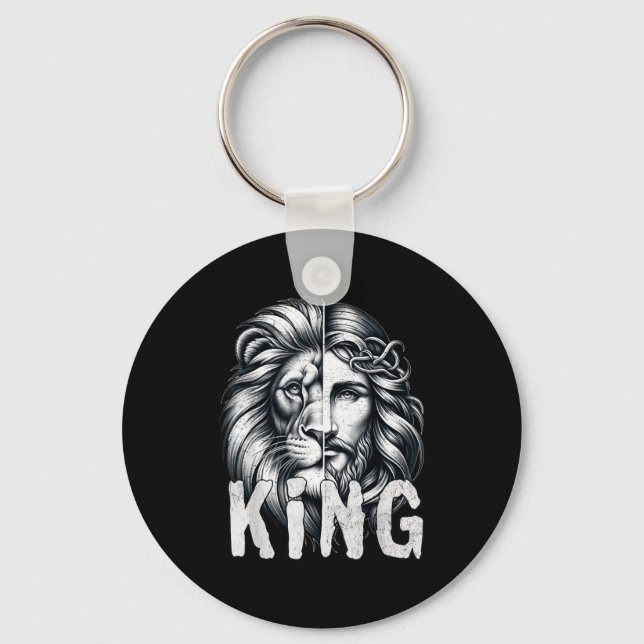 Llavero Lion And Jesus King Christian Faith Design  (Anverso)