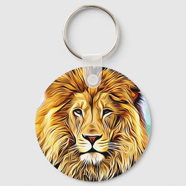 Llavero Lion head digital painting art (Anverso)