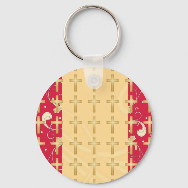 Llavero Lipstick Red, Gold, Christian Cross, Keychain (Anverso)