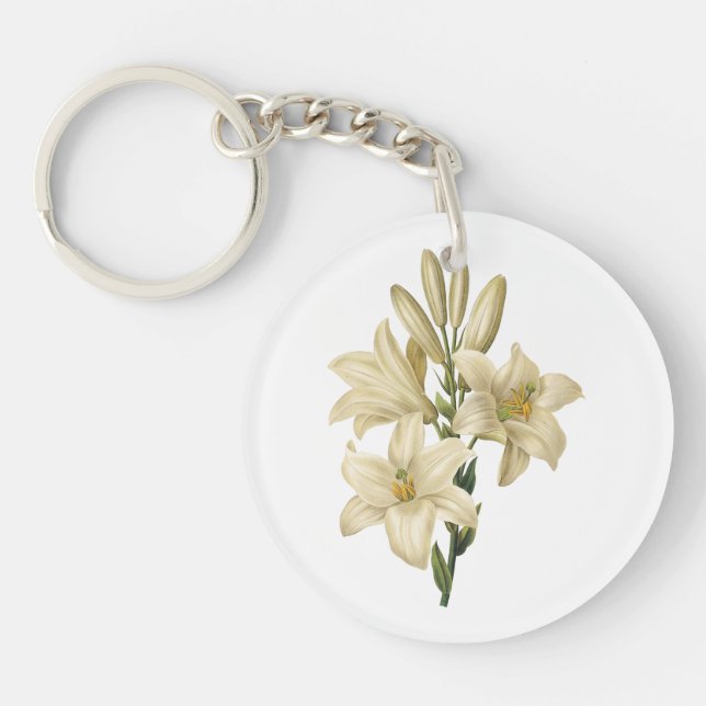 Llavero lirio blanco (Lilium candidum) por Redouté (Frente)
