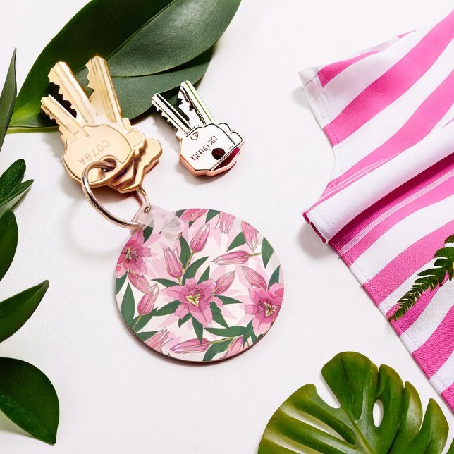 Llavero Lirio de Blooming Rosa (Pink Blooming Lily Keychain)