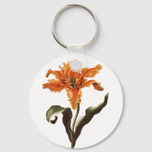 Llavero Lirio naranja elegante vintage en flor, flores de