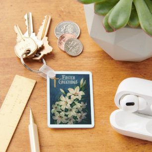 Llavero Lirios de Pascua Flores, Pascua Religiosa Vintage