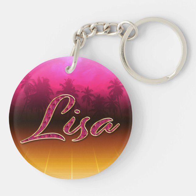 Llavero Lisa Vorname Name golden pink Schlüsselanhänger (Atrás)