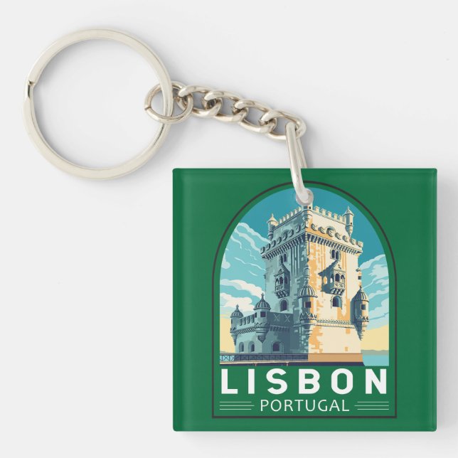 Llavero Lisboa Portugal Belem Tower Travel Retro Emblem (Frente)