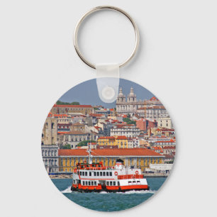 Llavero Lisbon skyline with old ferry on Tagus river