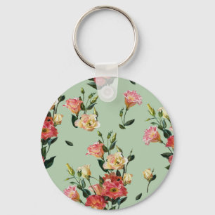 Llavero Lisianthus victoriano: acuarela floral de oliva.