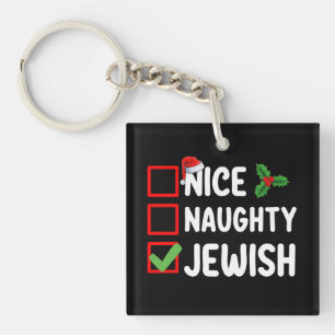 Llavero Lista agradable traviesa judía de Navidad familia