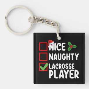 Llavero Lista de Navidad de Jugador de Lacrosse Bueno Malo