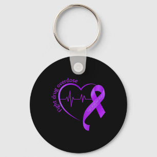 Llavero Listón Morado de Conciencia de Sobredosis Adicción