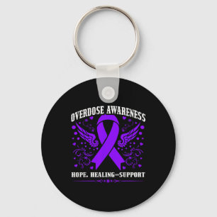 Llavero Listón Morado de Conciencia de Sobredosis Adicción