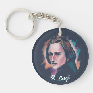 Llavero Liszt Collarín de Acrílico con Retrato en Acuarela