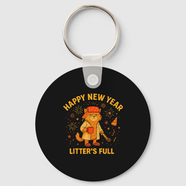 Llavero Litter’s Full Funny Cat Lovers Happy New Year  (Anverso)
