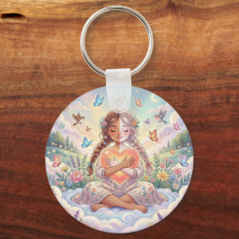 Llavero Little Girl Hugging Peaceful Heart