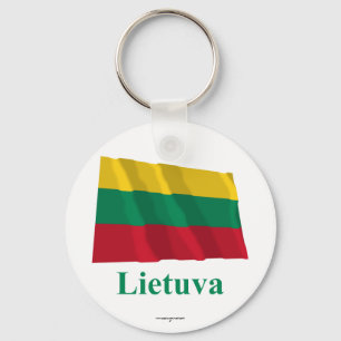 Llavero Lituania enarbolando una bandera con nombre en lit