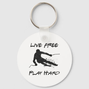 Llavero Live Free Play Hard Funny Skip Lover Quote Skier