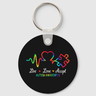 Llavero Live Love Accept Autism Awareness Mes Shirt, Hea