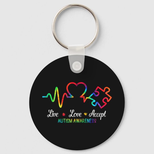 Llavero Live Love Accept Autism Awareness Mes Shirt, Hea (Anverso)