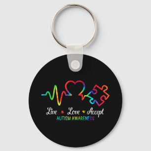 Llavero Live Love Accept Autism Awareness Mes Shirt, Hea