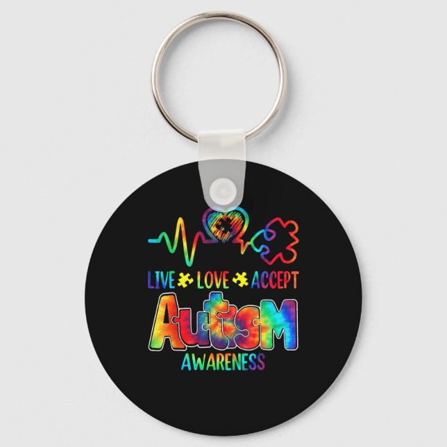 Llavero Live Love Accept Autism Awareness Support Aceptabl (Anverso)