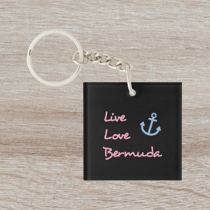Llavero Live Love Bermuda Script Text con Anchor Dark