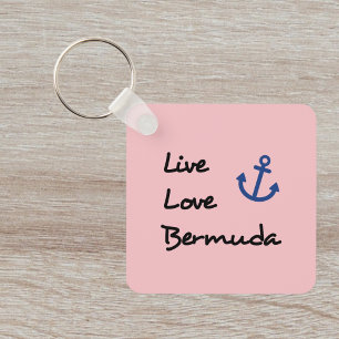 Llavero Live Love Bermuda Script Text with Anchor