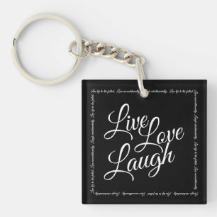 Llavero Live Love Laugh Elegant Black con guión blanco
