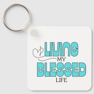 Llavero Living My Blessed Life Aqua Blue