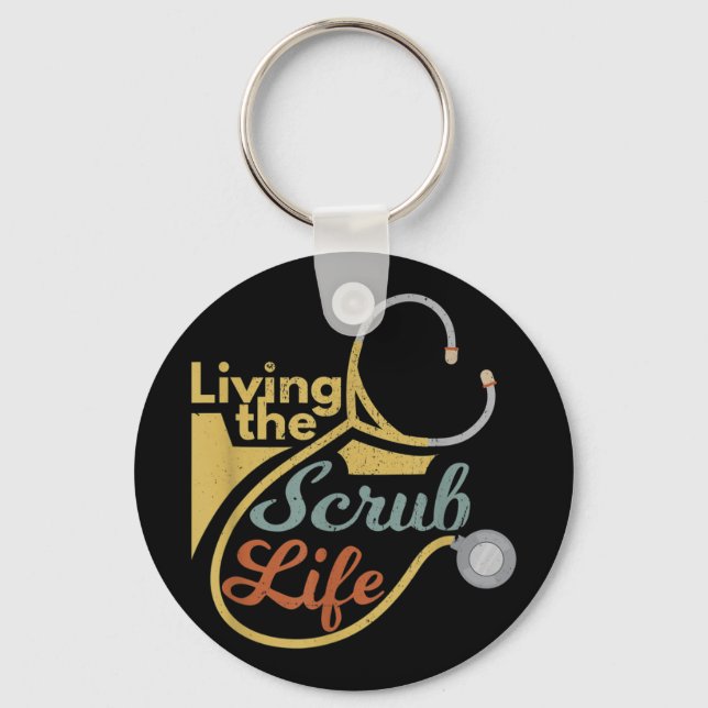 Llavero Living the Scrub Life Funny Nurse Health Profe (Anverso)