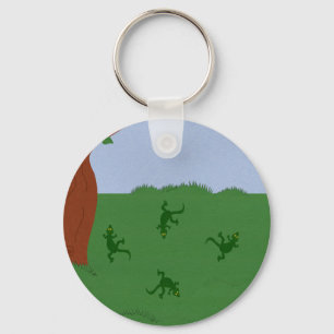 Llavero Lizarras verdes en arte Personalizado de hierba