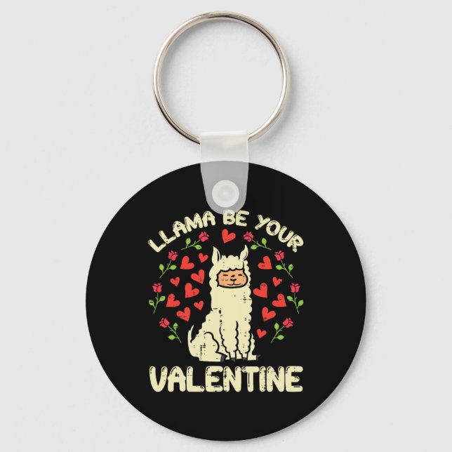Llavero Llama a ser tu Valentín lindo alpaca masculina (Anverso)