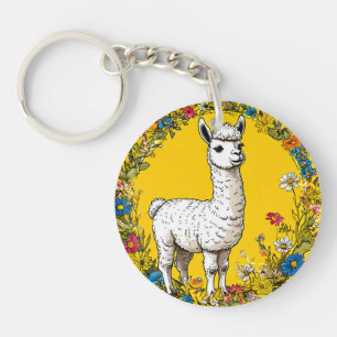 Llavero Llama blanca alegre