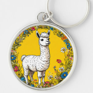 Llavero Llama blanca alegre
