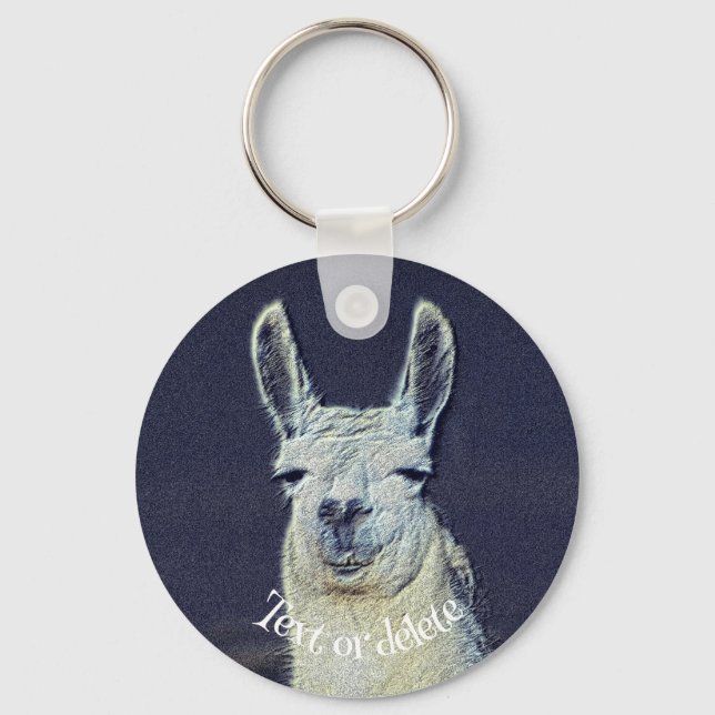 Llavero Llama cara arte animal personalizado (Anverso)