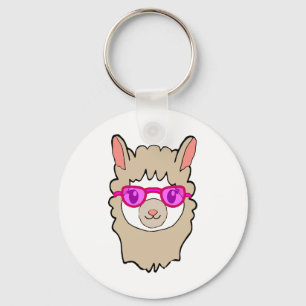 Llavero Llama Cuta Con Dibujo De Gafas